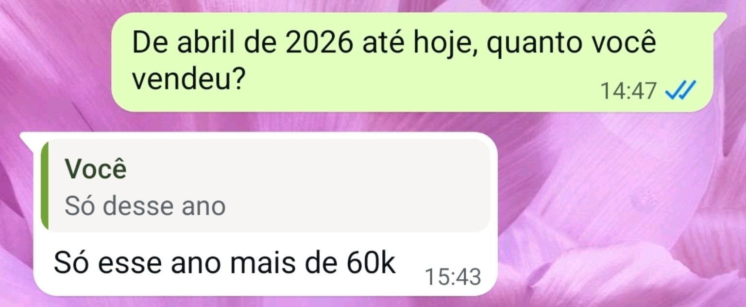 Cliente relata ter vendido mais de 60 mil reais em 2026